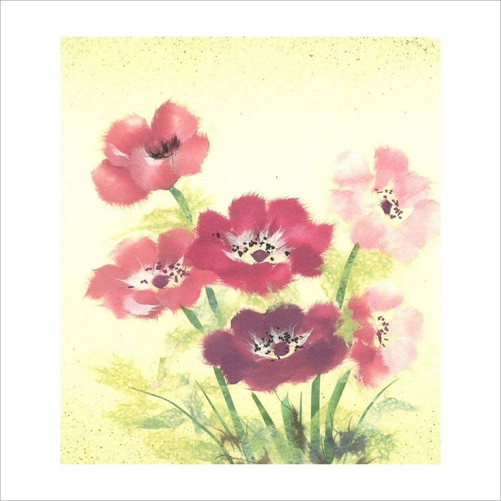 和紙のちぎり絵キット花鳥風月 （春） 「　No.022 アネモネ　」 色紙サイズ 約24×27cm