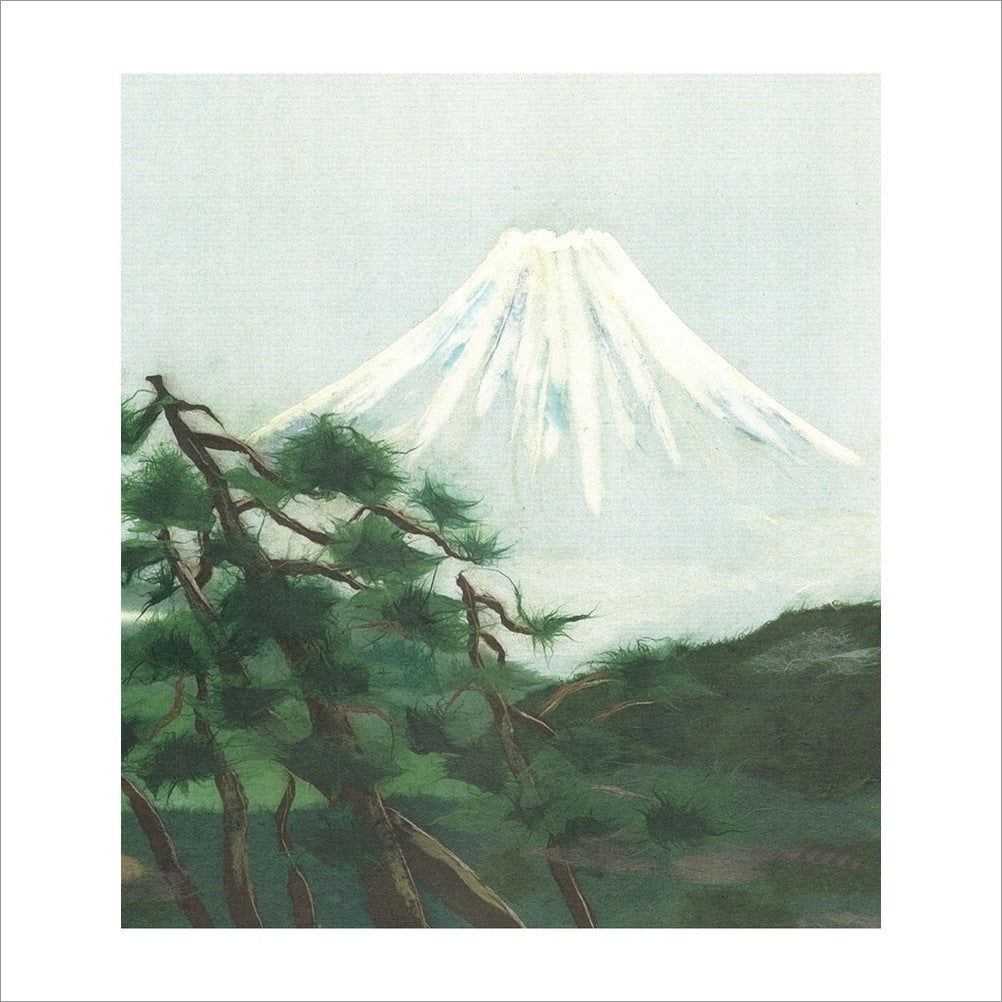 和紙のちぎり絵キット花鳥風月 （春） 「　No.080 富士・松　」 色紙サイズ 約24×27cm