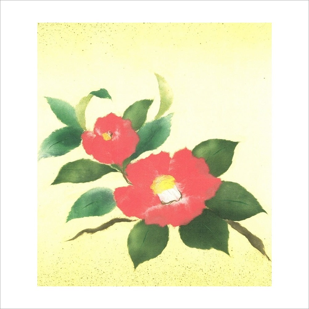 和紙のちぎり絵キット花鳥風月 （冬） 「　No.103 椿　」 色紙サイズ 約24×27cm