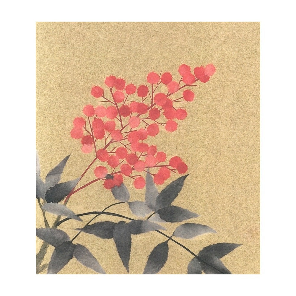 和紙のちぎり絵キット花鳥風月 （冬） 「　No.112 南天　」 色紙サイズ 約24×27cm