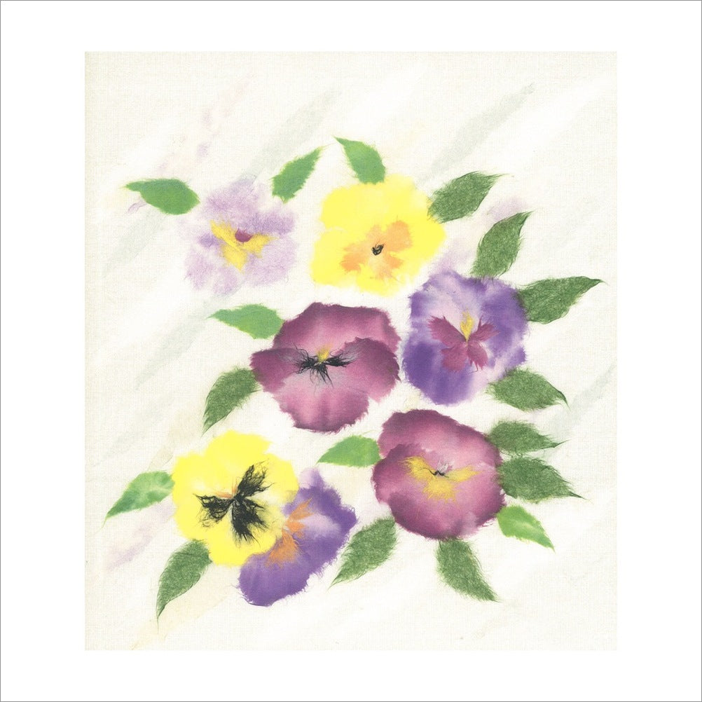 和紙のちぎり絵キット花鳥風月 （春） 「　No.153 パンジー　」 色紙サイズ 約24×27cm