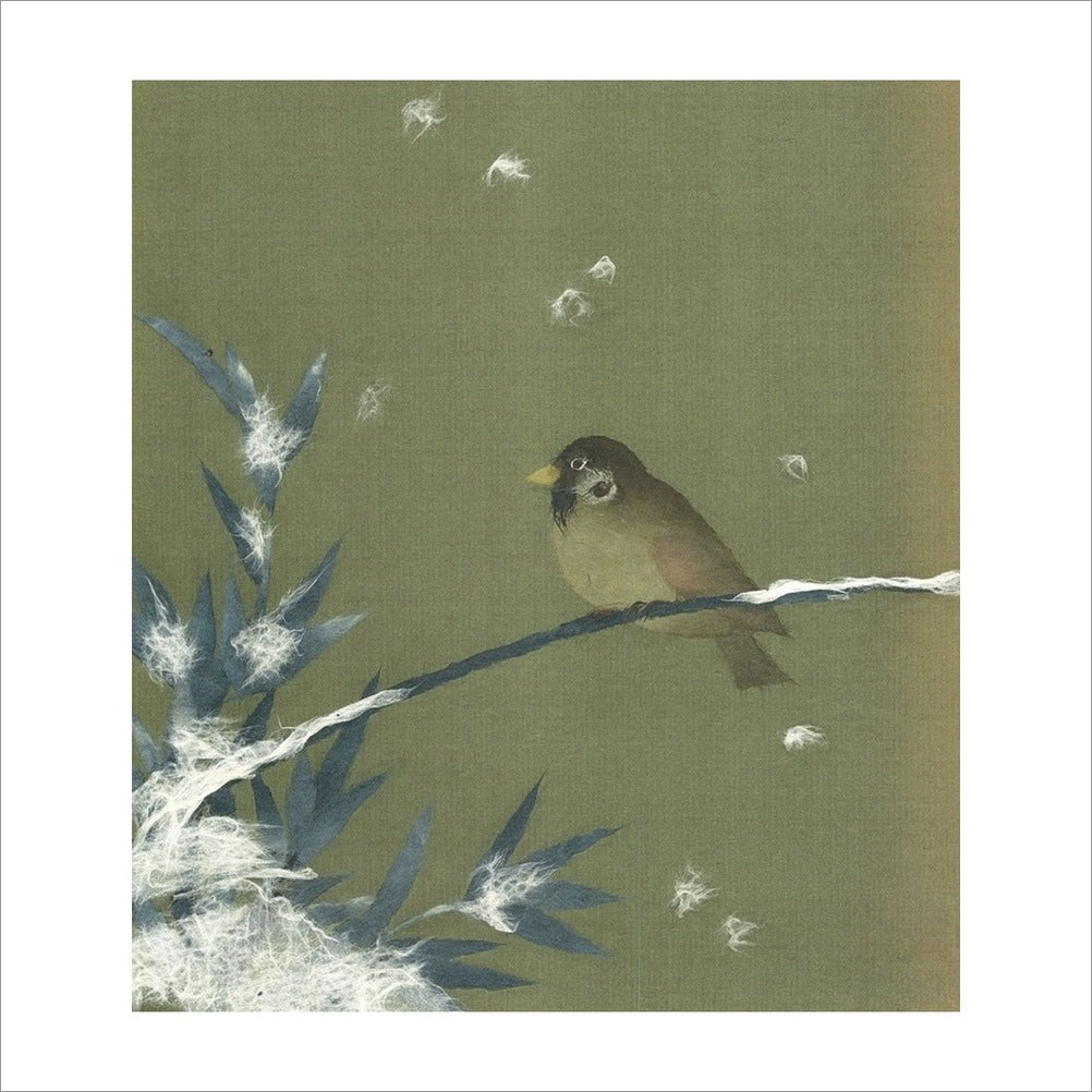 和紙のちぎり絵キット花鳥風月 （冬） 「 No.204 雪・竹・雀 」 色紙サイズ 約24×27cm – sukikami shop 漉き紙 -  ながはる -