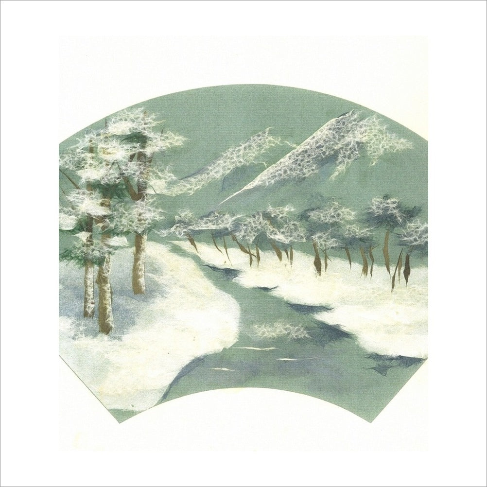 和紙のちぎり絵キット花鳥風月 （冬） 「　No.205 雪の松林　」 色紙サイズ 約24×27cm