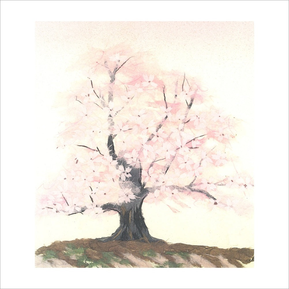 和紙のちぎり絵キット花鳥風月 （春） 「　No.306 桜（１本）　」  色紙サイズ 約24×27cm