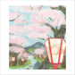 和紙のちぎり絵キット花鳥風月 （春） 「　No.023 桜並木　」  色紙サイズ 約24×27cm
