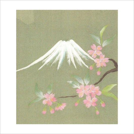 和紙のちぎり絵キット花鳥風月 （春） 「　No.194 富士・桜　」  色紙サイズ 約24×27cm