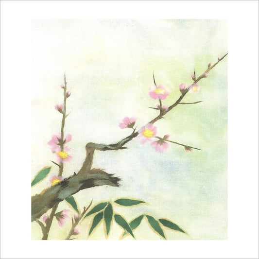 和紙のちぎり絵キット花鳥風月 （春） 「　No.201 梅に笹　」  色紙サイズ 約24×27cm