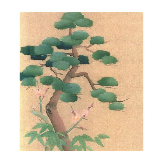 和紙のちぎり絵キット花鳥風月 （冬） 「　No.300 松・竹・梅　」  色紙サイズ 約24×27cm